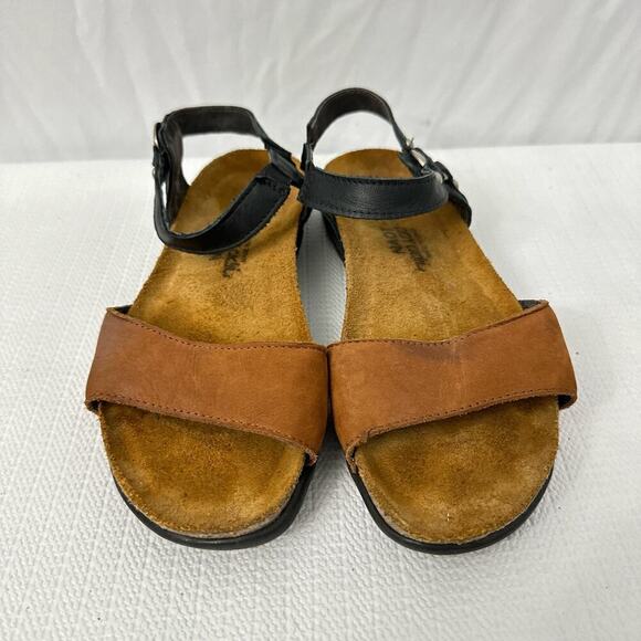 Naot Sabrina Sandals Womens Size 6 Black Tan Leather 37 EU - Picture 2 of 9